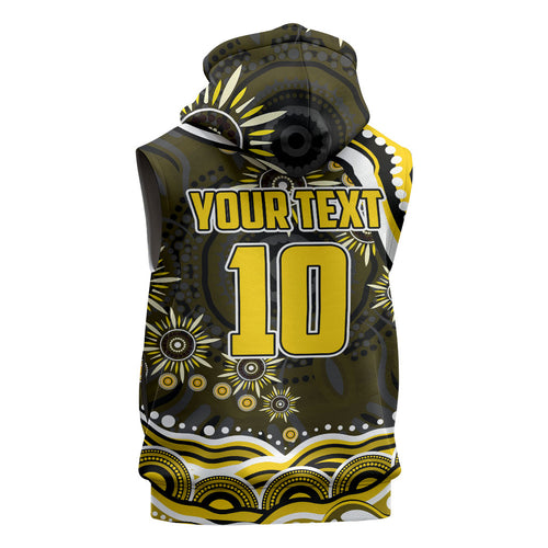 Personalized Richmond Tigers Sleeveless Zip Hoodie Aboriginal Dot Art - Dreamtime Football Mascot