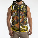 Personalized Richmond Tigers Sleeveless Zip Hoodie Aboriginal Dot Art - Dreamtime Football Mascot
