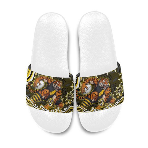 Personalized Richmond Tigers Slide Sandals Aboriginal Dot Art - Dreamtime Football Mascot