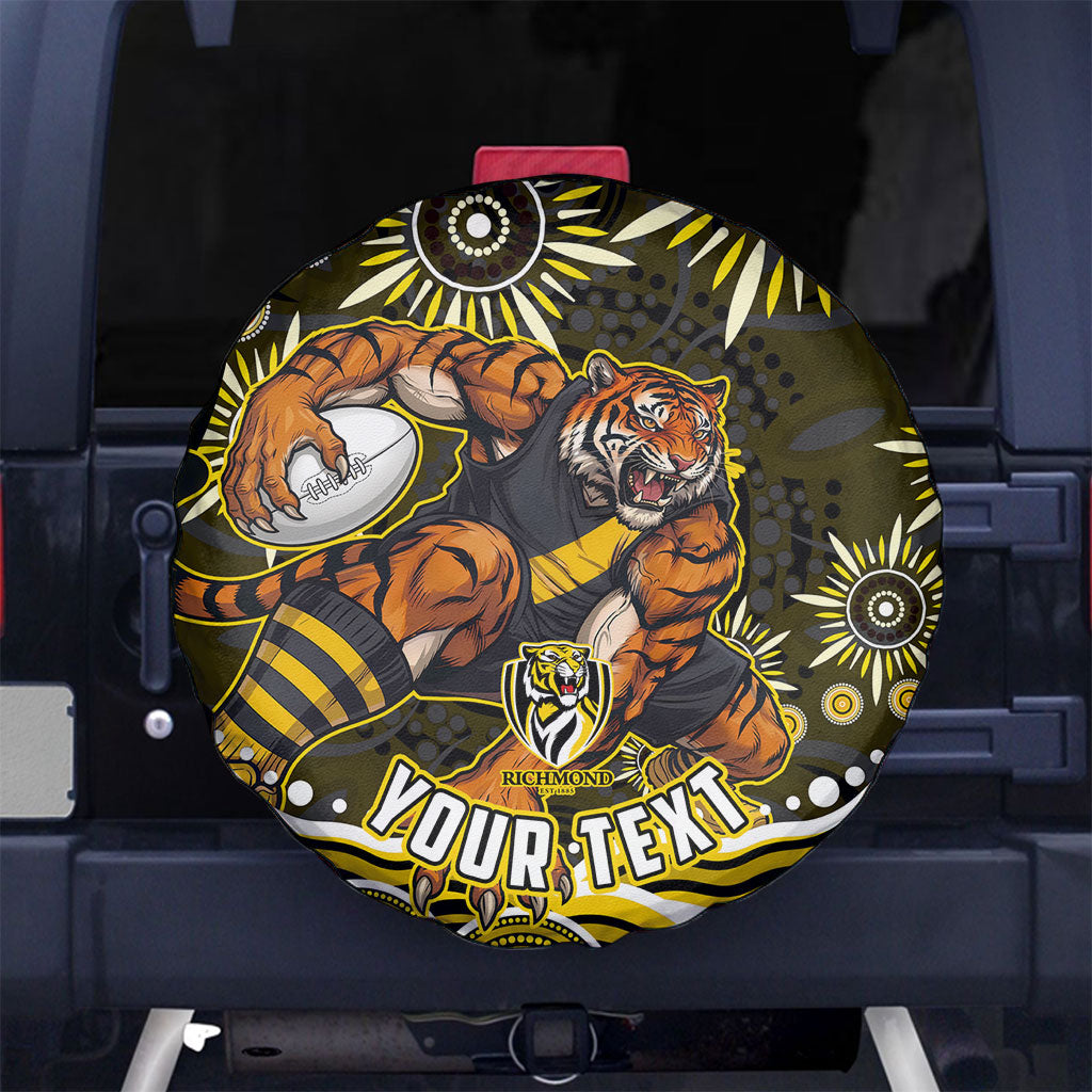 Personalized Richmond Tigers Spare Tire Cover Aboriginal Dot Art - Dreamtime Football Mascot