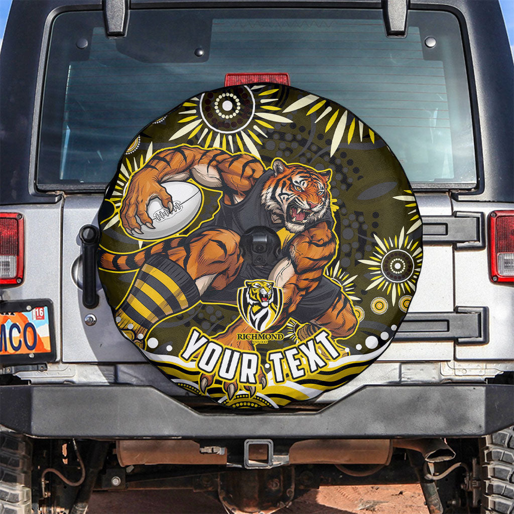 Personalized Richmond Tigers Spare Tire Cover Aboriginal Dot Art - Dreamtime Football Mascot