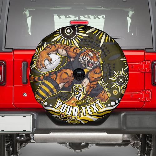 Personalized Richmond Tigers Spare Tire Cover Aboriginal Dot Art - Dreamtime Football Mascot