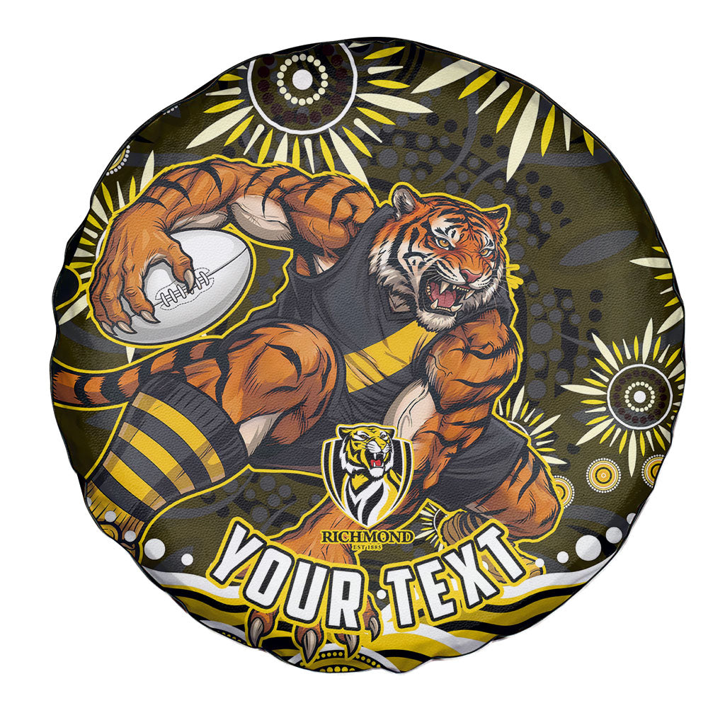 Personalized Richmond Tigers Spare Tire Cover Aboriginal Dot Art - Dreamtime Football Mascot