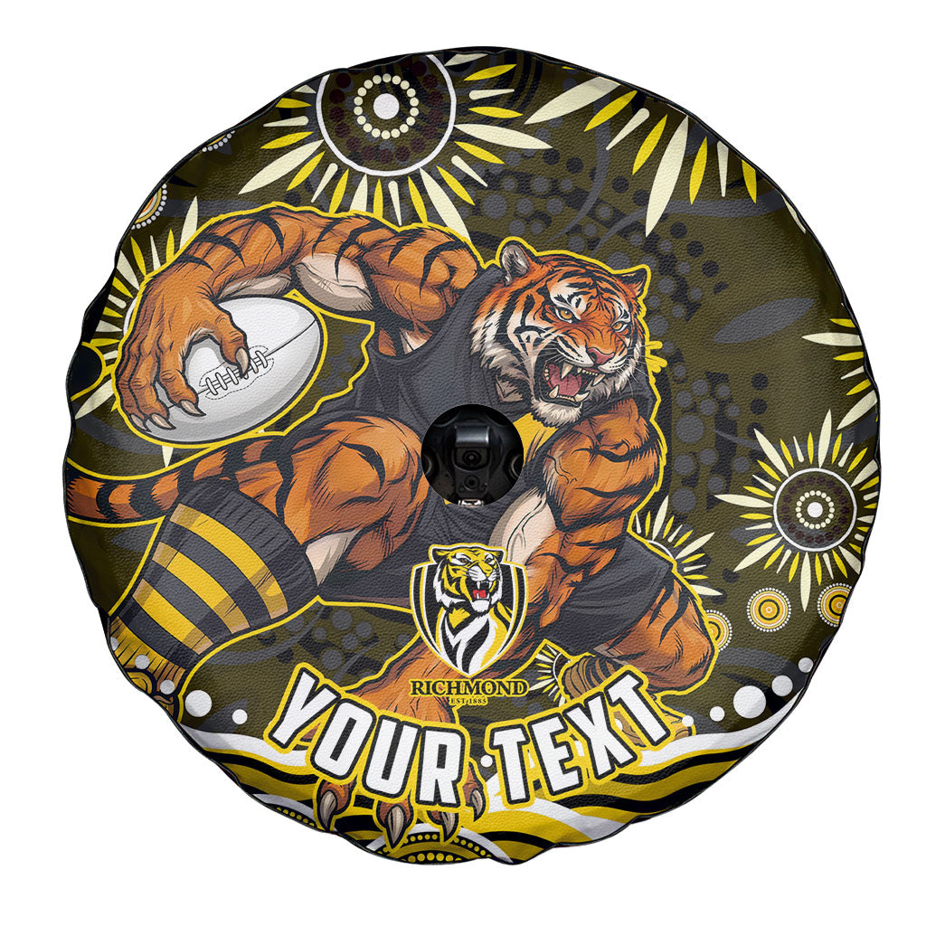 Personalized Richmond Tigers Spare Tire Cover Aboriginal Dot Art - Dreamtime Football Mascot