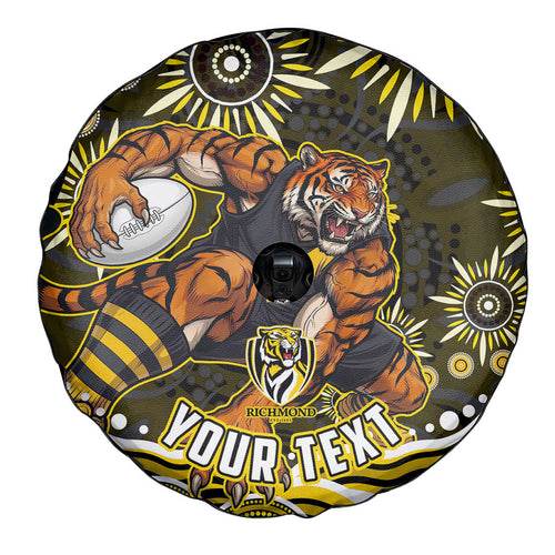 Personalized Richmond Tigers Spare Tire Cover Aboriginal Dot Art - Dreamtime Football Mascot