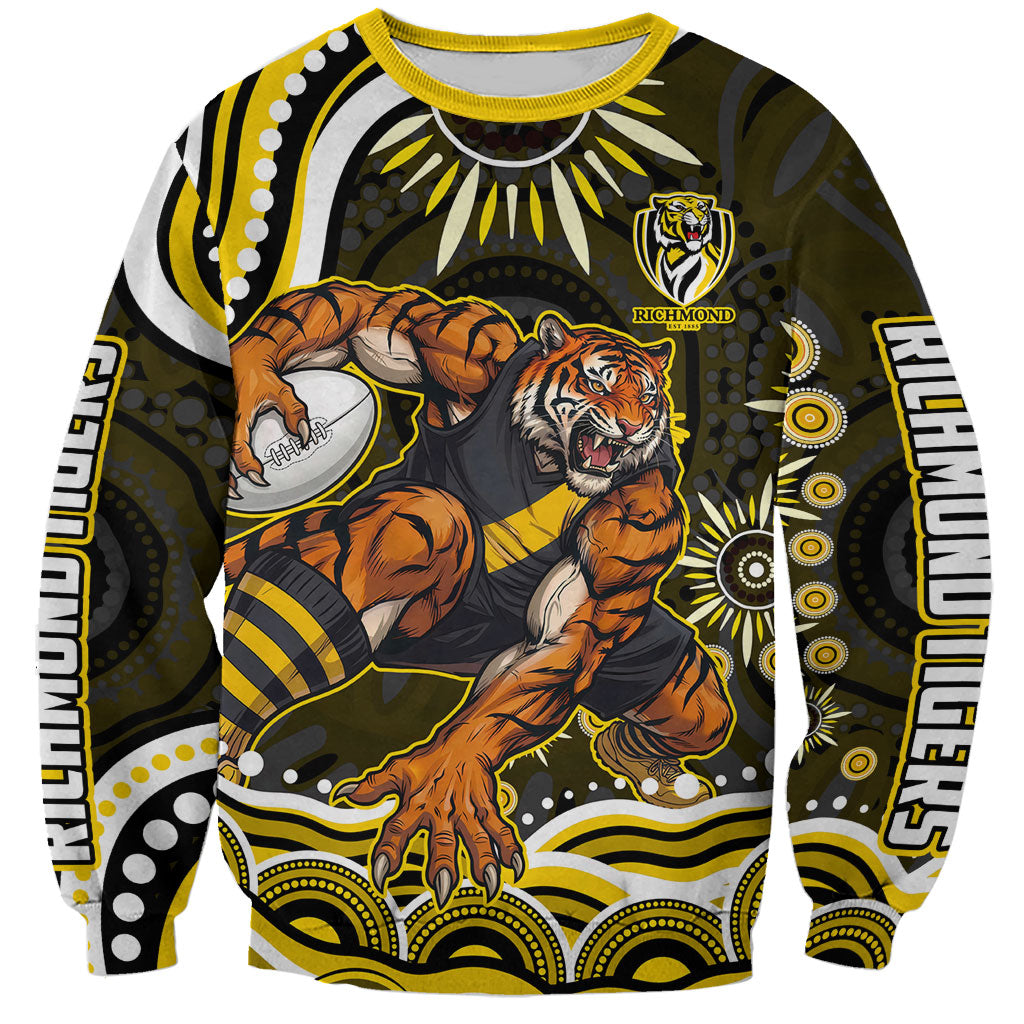 Personalized Richmond Tigers Sweatshirt Aboriginal Dot Art - Dreamtime Football Mascot