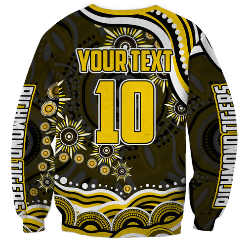 Personalized Richmond Tigers Sweatshirt Aboriginal Dot Art - Dreamtime Football Mascot