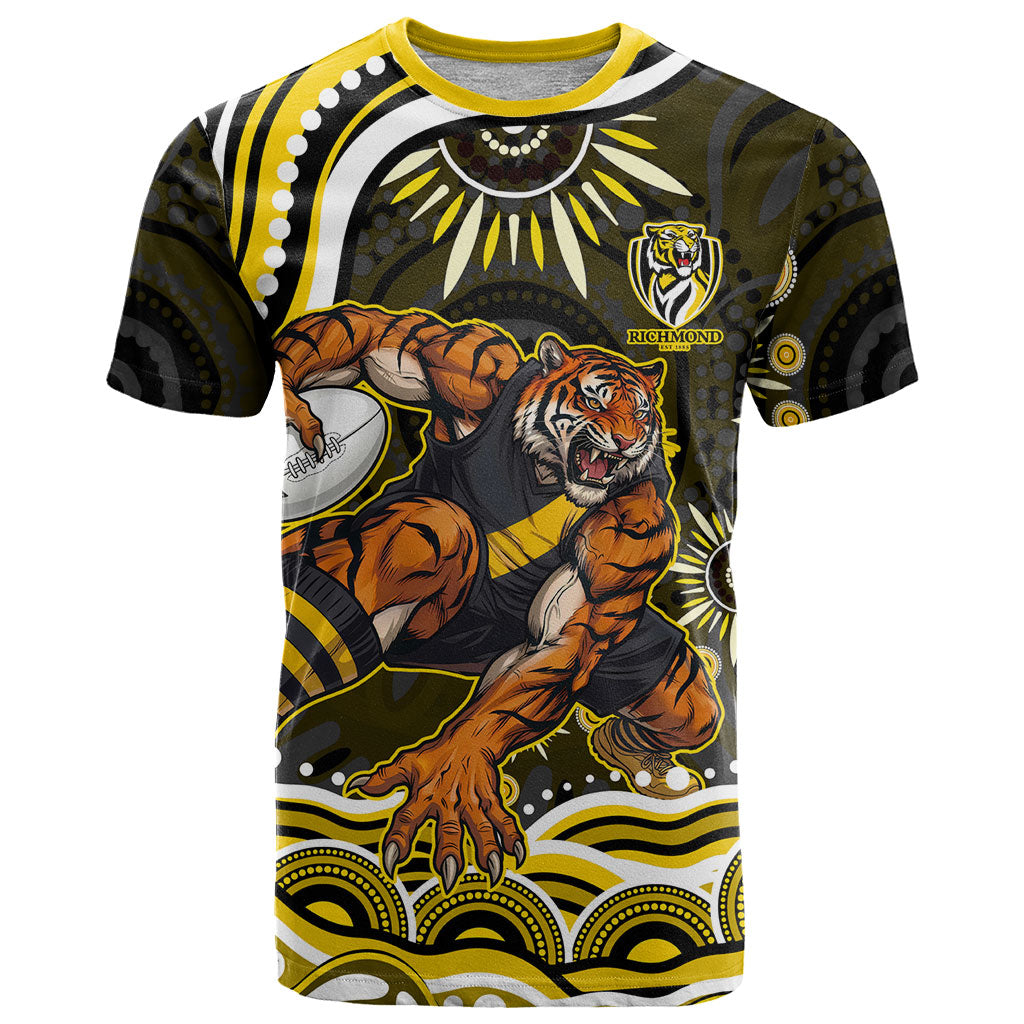 Personalized Richmond Tigers T Shirt Aboriginal Dot Art - Dreamtime Football Mascot