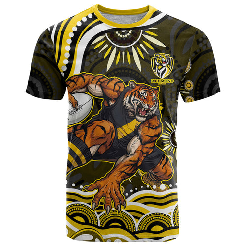 Personalized Richmond Tigers T Shirt Aboriginal Dot Art - Dreamtime Football Mascot