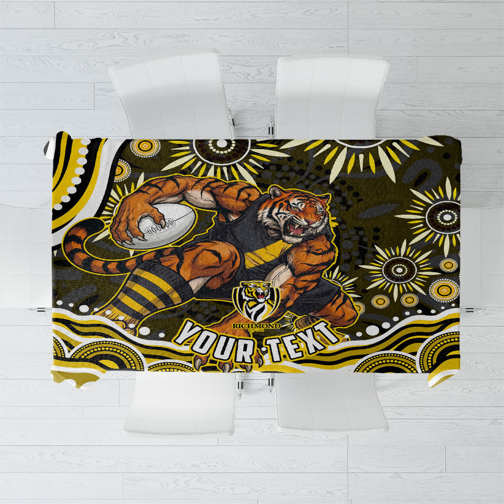 Personalized Richmond Tigers Tablecloth Aboriginal Dot Art - Dreamtime Football Mascot