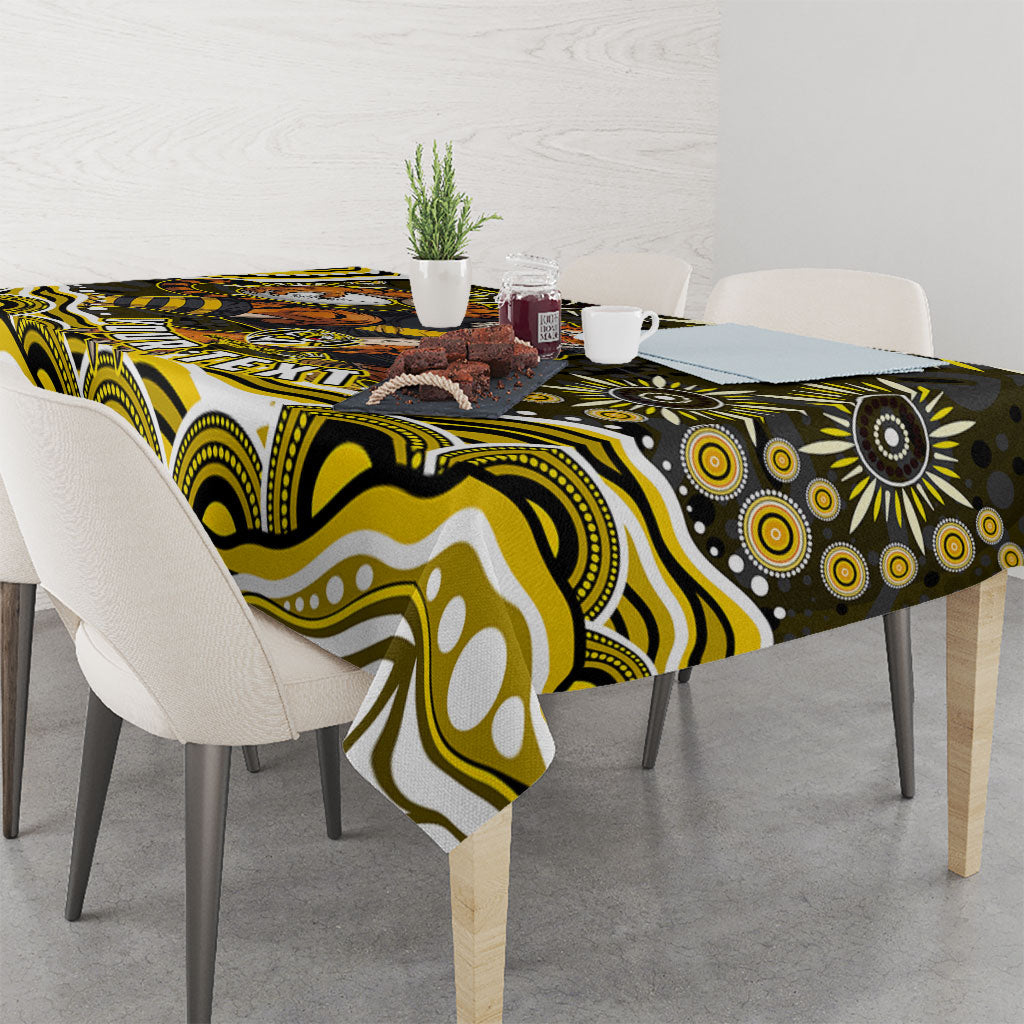 Personalized Richmond Tigers Tablecloth Aboriginal Dot Art - Dreamtime Football Mascot