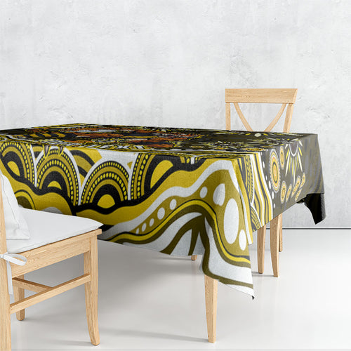 Personalized Richmond Tigers Tablecloth Aboriginal Dot Art - Dreamtime Football Mascot