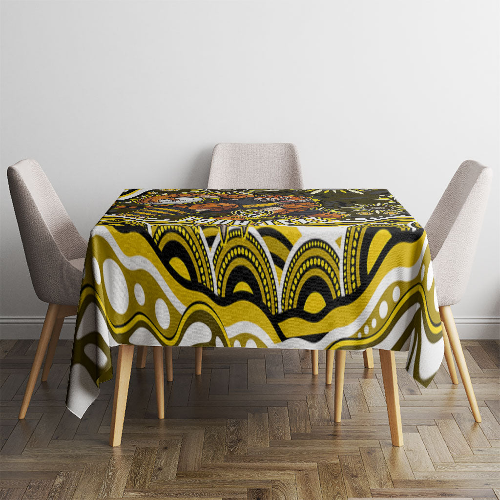 Personalized Richmond Tigers Tablecloth Aboriginal Dot Art - Dreamtime Football Mascot