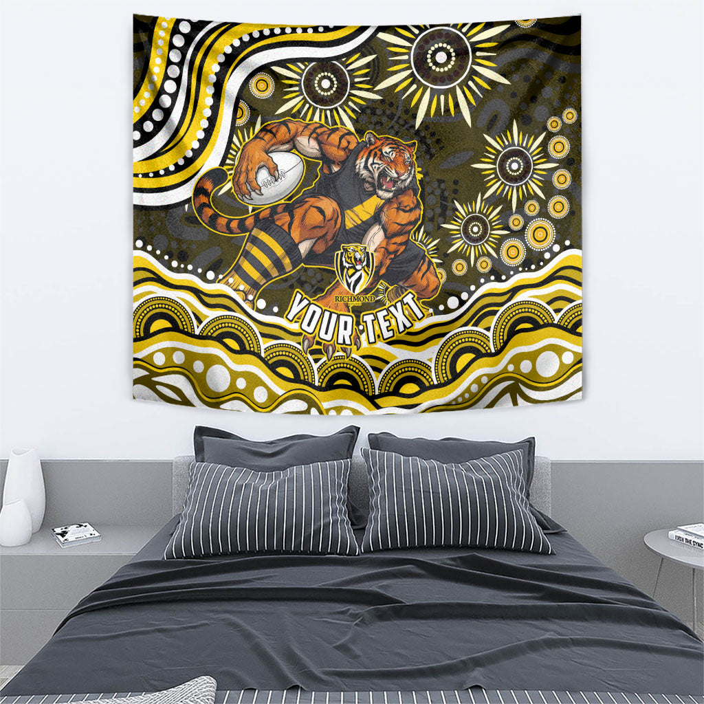 Personalized Richmond Tigers Tapestry Aboriginal Dot Art - Dreamtime Football Mascot