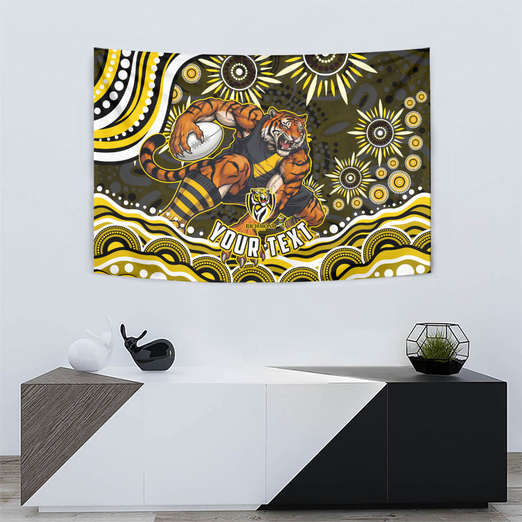 Personalized Richmond Tigers Tapestry Aboriginal Dot Art - Dreamtime Football Mascot