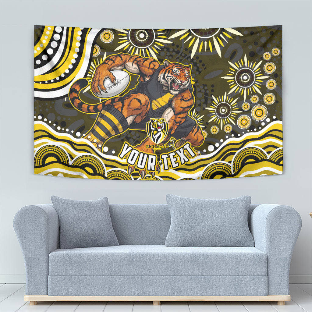 Personalized Richmond Tigers Tapestry Aboriginal Dot Art - Dreamtime Football Mascot