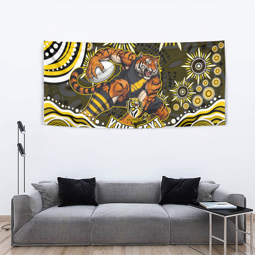 Personalized Richmond Tigers Tapestry Aboriginal Dot Art - Dreamtime Football Mascot