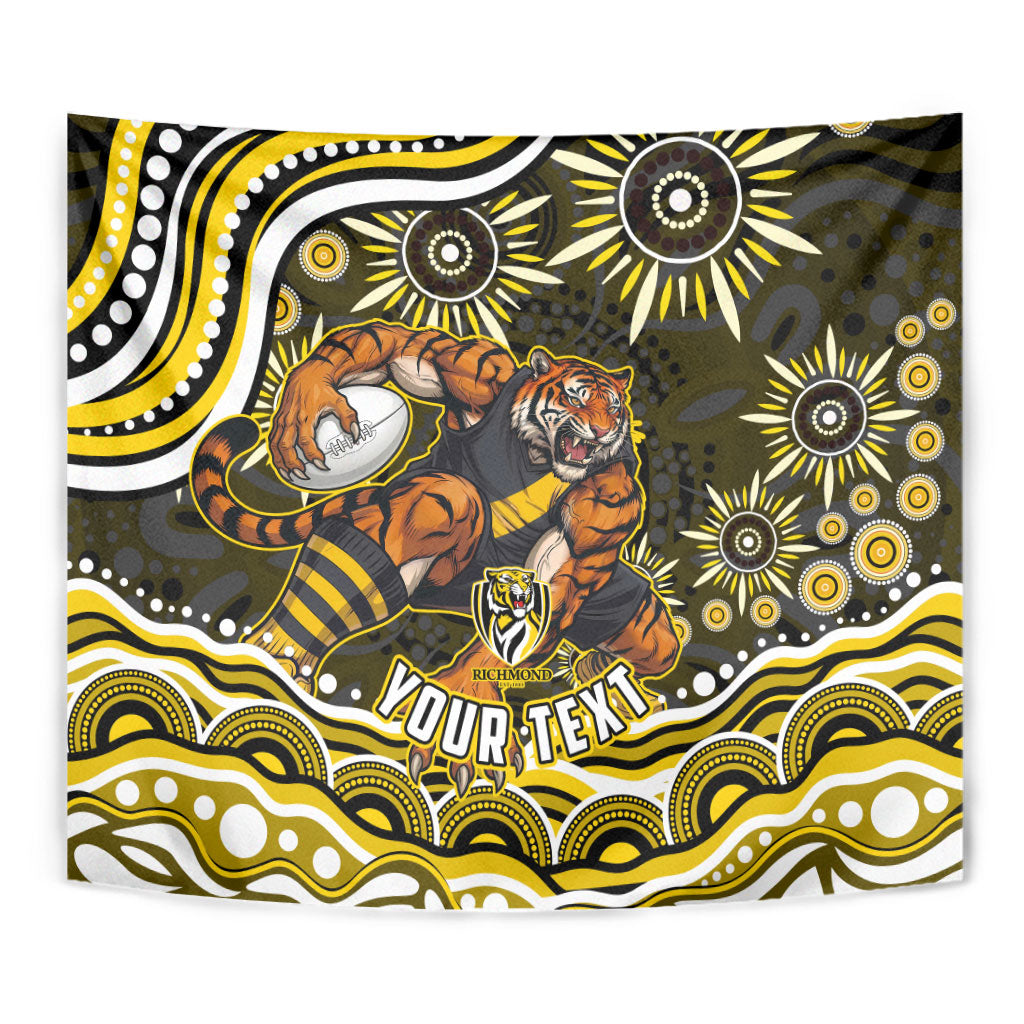 Personalized Richmond Tigers Tapestry Aboriginal Dot Art - Dreamtime Football Mascot