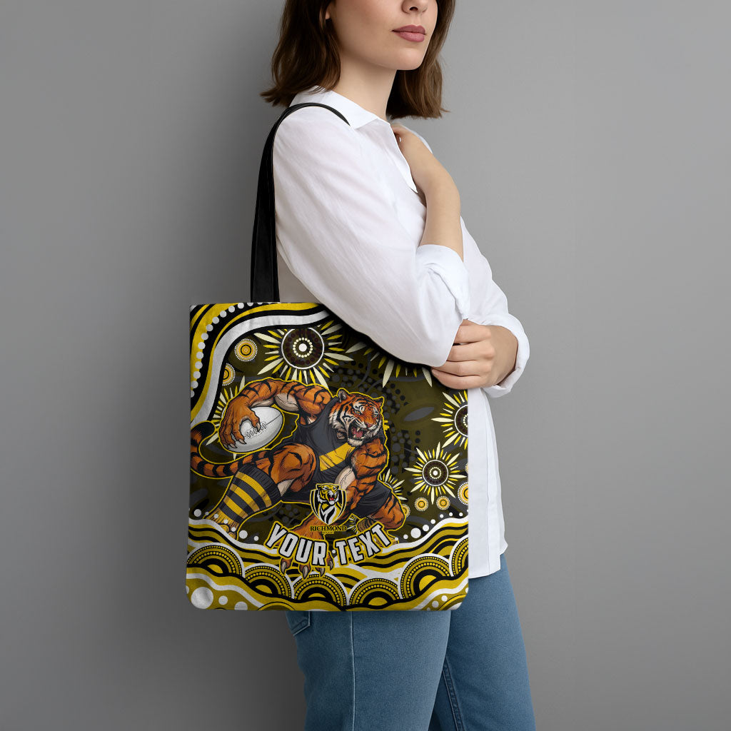 Personalized Richmond Tigers Tote Bag Aboriginal Dot Art - Dreamtime Football Mascot