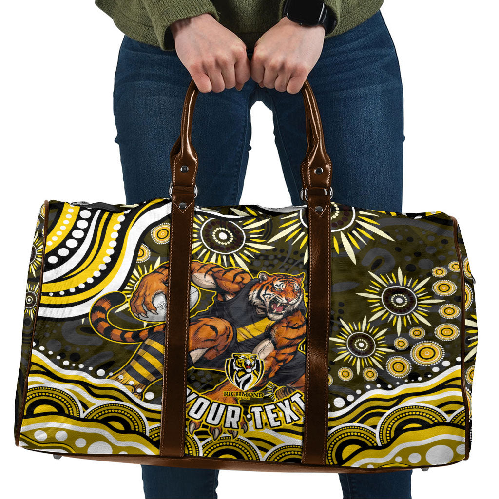 Personalized Richmond Tigers Travel Bag Aboriginal Dot Art - Dreamtime Football Mascot