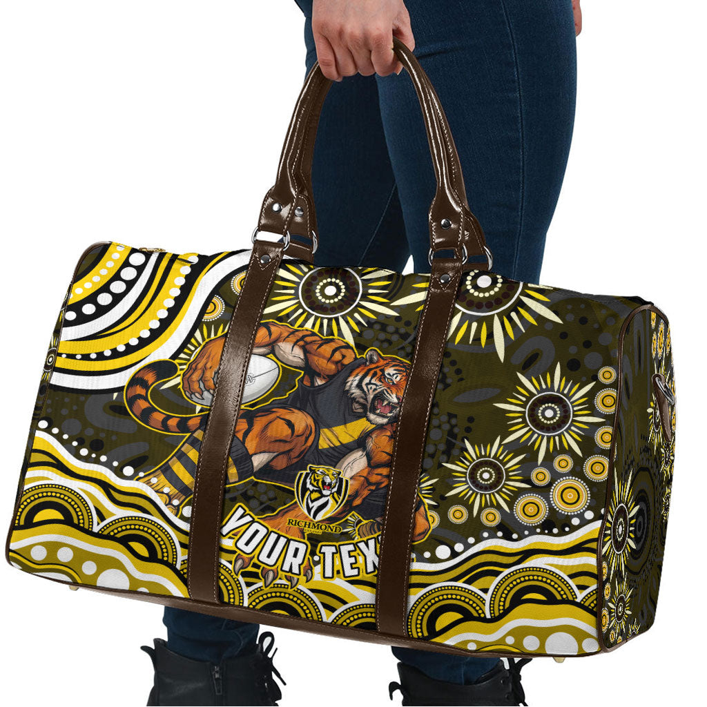 Personalized Richmond Tigers Travel Bag Aboriginal Dot Art - Dreamtime Football Mascot