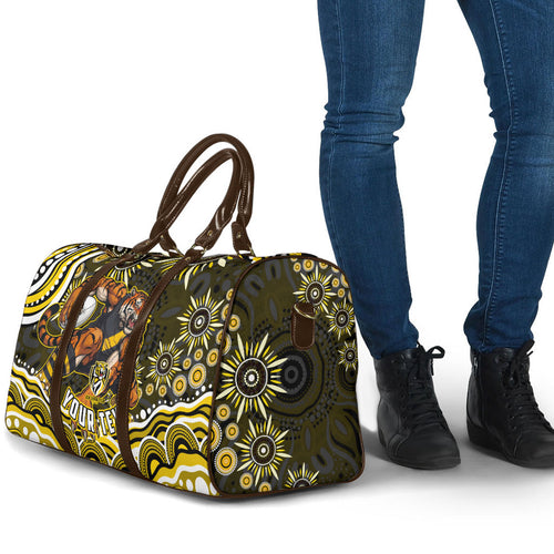 Personalized Richmond Tigers Travel Bag Aboriginal Dot Art - Dreamtime Football Mascot