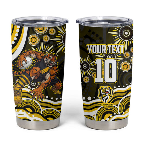 Personalized Richmond Tigers Tumbler Cup Aboriginal Dot Art - Dreamtime Football Mascot