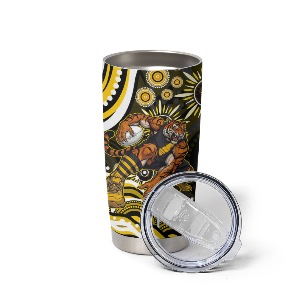 Personalized Richmond Tigers Tumbler Cup Aboriginal Dot Art - Dreamtime Football Mascot