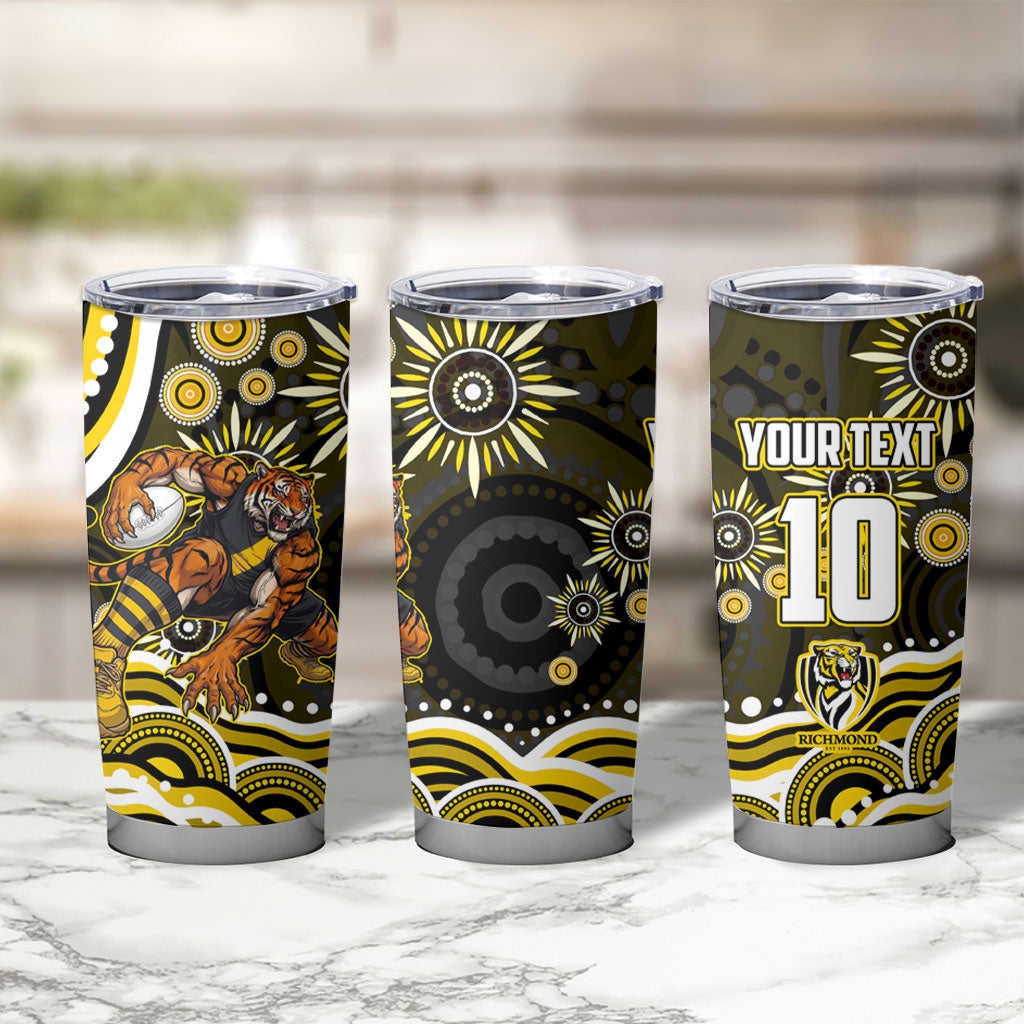 Personalized Richmond Tigers Tumbler Cup Aboriginal Dot Art - Dreamtime Football Mascot