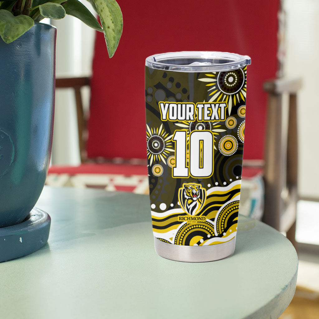 Personalized Richmond Tigers Tumbler Cup Aboriginal Dot Art - Dreamtime Football Mascot