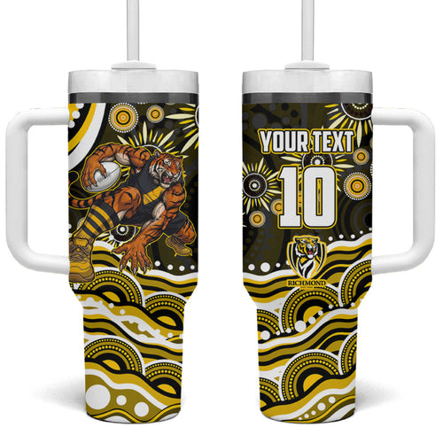 Personalized Richmond Tigers Tumbler With Handle Aboriginal Dot Art - Dreamtime Football Mascot