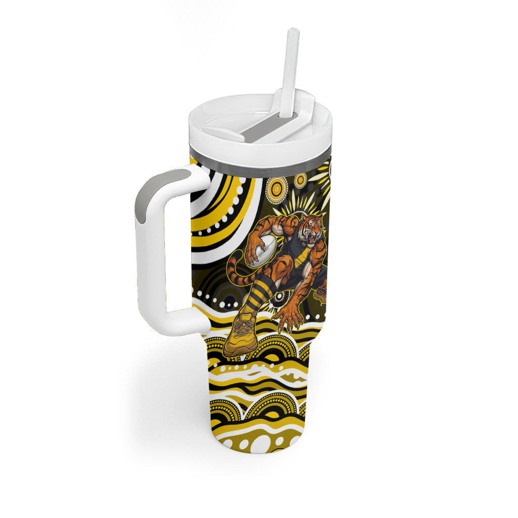 Personalized Richmond Tigers Tumbler With Handle Aboriginal Dot Art - Dreamtime Football Mascot
