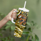 Personalized Richmond Tigers Tumbler With Handle Aboriginal Dot Art - Dreamtime Football Mascot