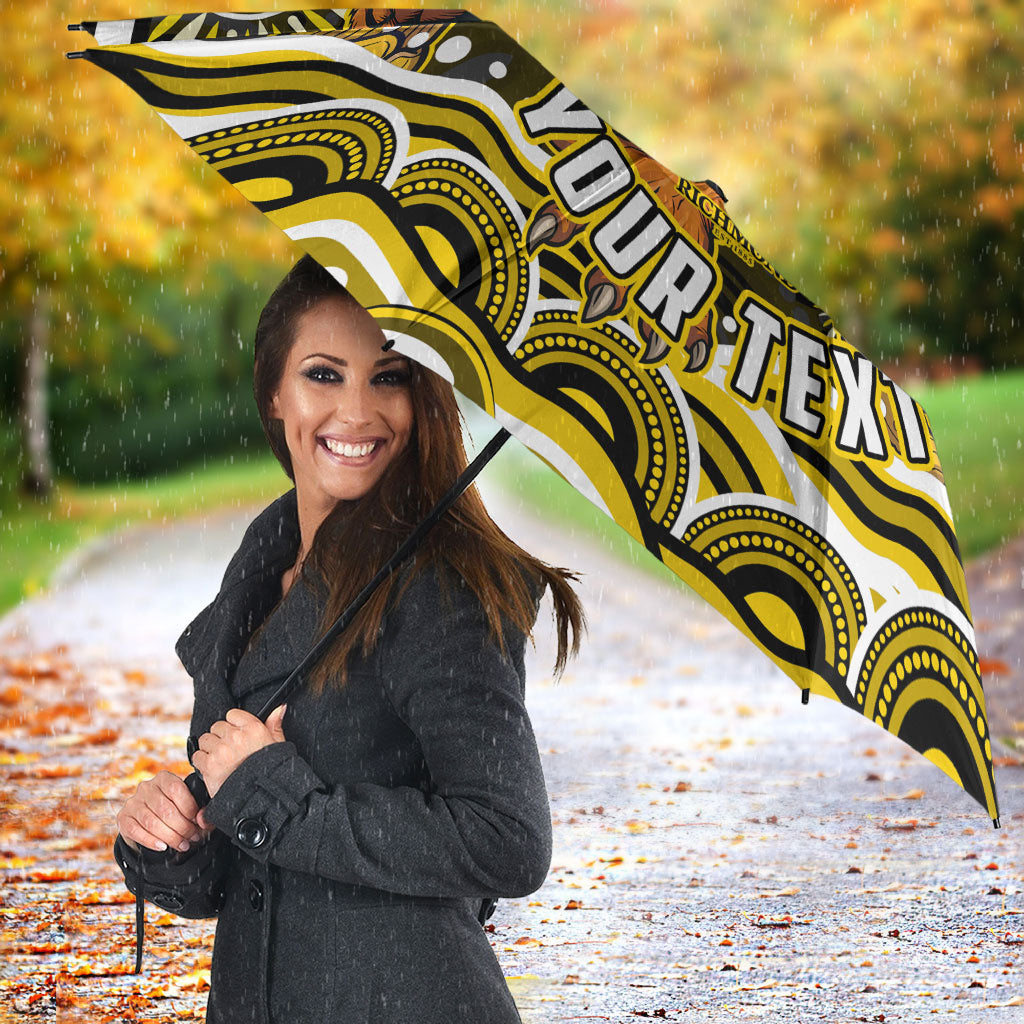 Personalized Richmond Tigers Umbrella Aboriginal Dot Art - Dreamtime Football Mascot