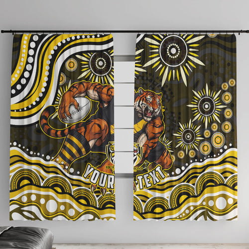 Personalized Richmond Tigers Window Curtain Aboriginal Dot Art - Dreamtime Football Mascot
