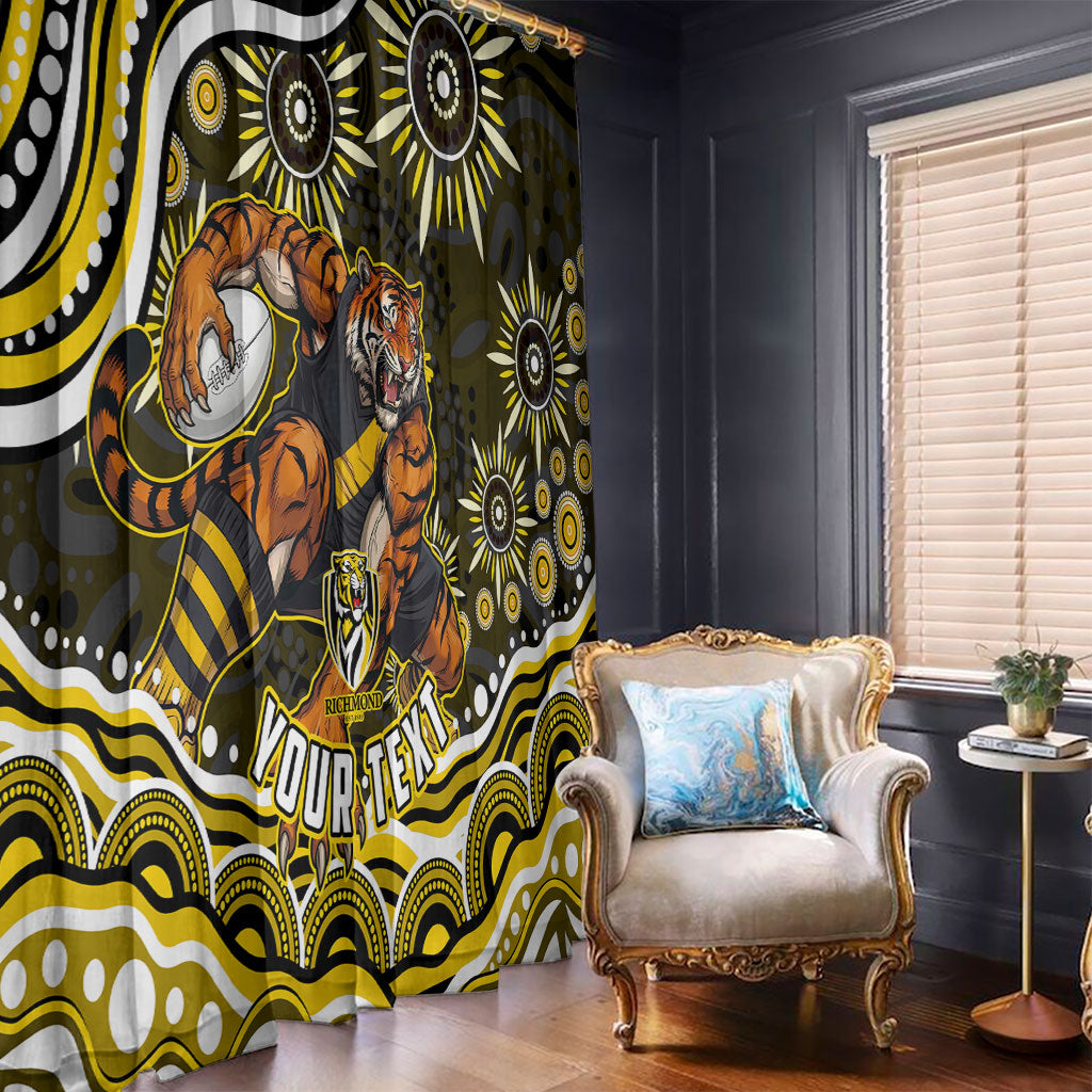 Personalized Richmond Tigers Window Curtain Aboriginal Dot Art - Dreamtime Football Mascot