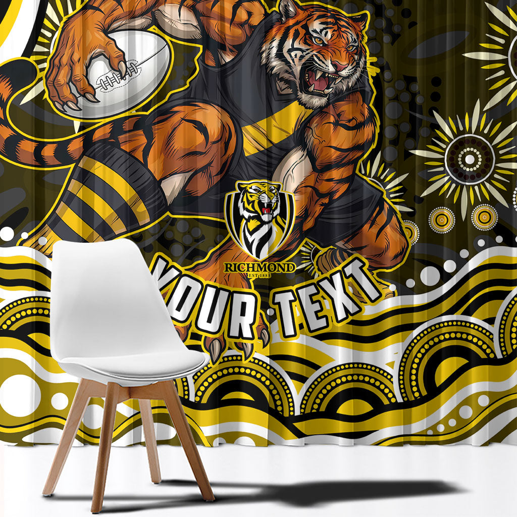 Personalized Richmond Tigers Window Curtain Aboriginal Dot Art - Dreamtime Football Mascot