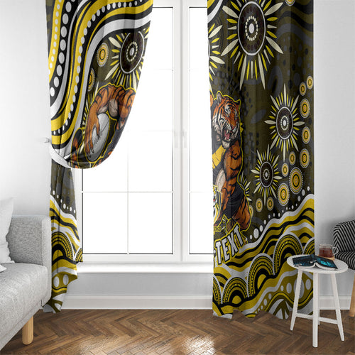 Personalized Richmond Tigers Window Curtain Aboriginal Dot Art - Dreamtime Football Mascot