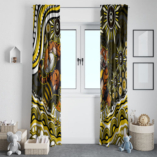 Personalized Richmond Tigers Window Curtain Aboriginal Dot Art - Dreamtime Football Mascot