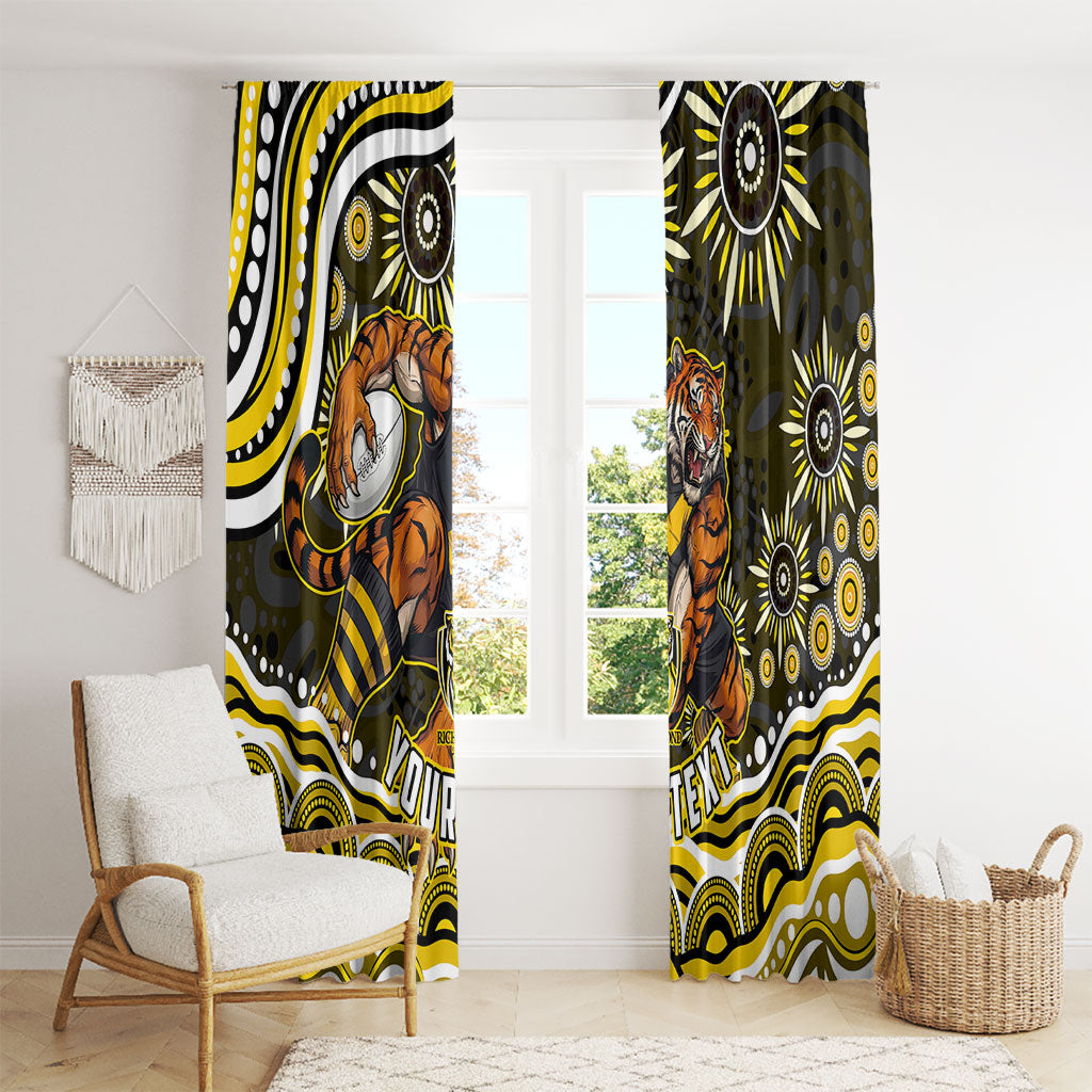 Personalized Richmond Tigers Window Curtain Aboriginal Dot Art - Dreamtime Football Mascot