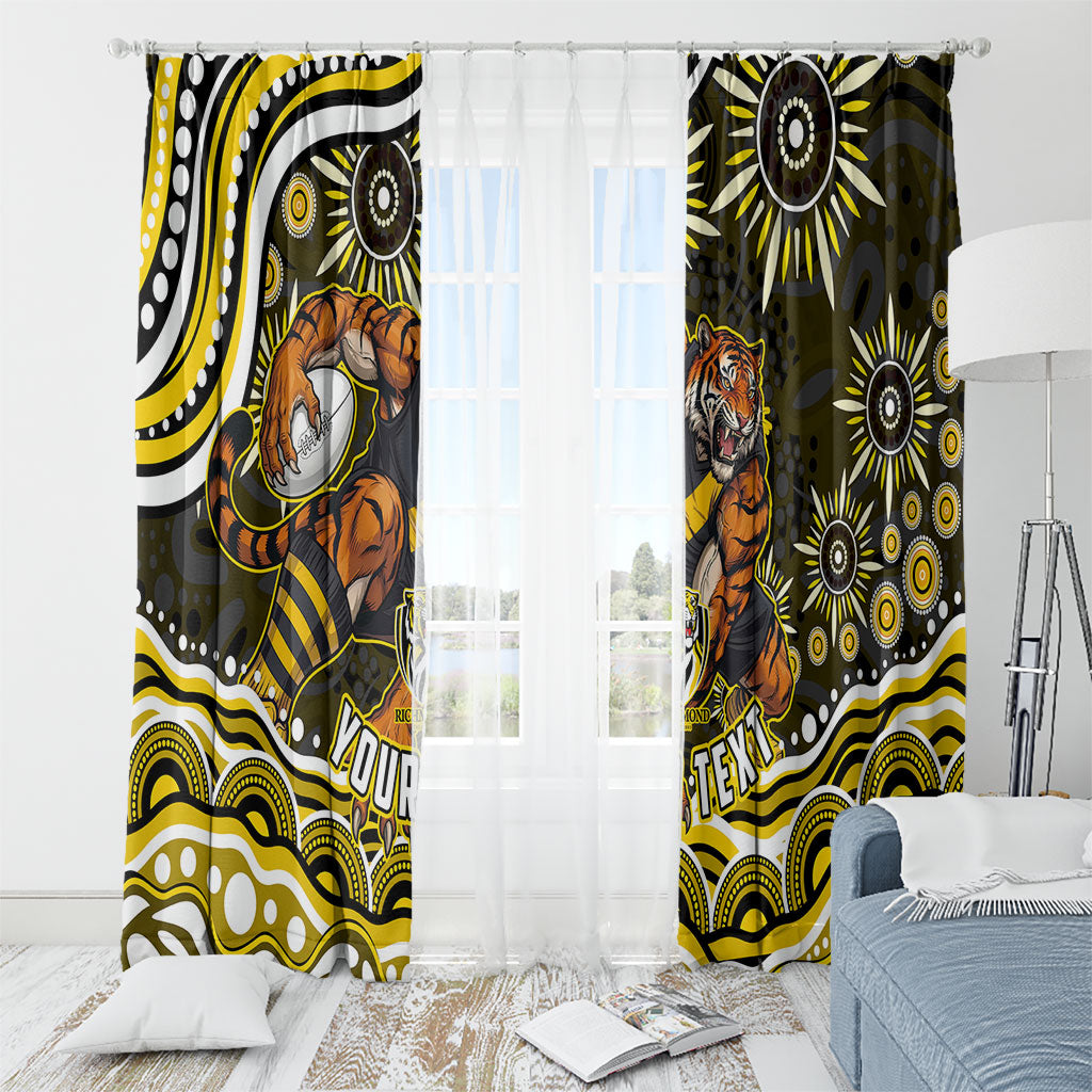 Personalized Richmond Tigers Window Curtain Aboriginal Dot Art - Dreamtime Football Mascot
