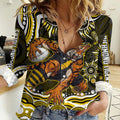 Personalized Richmond Tigers Women Casual Shirt Aboriginal Dot Art - Dreamtime Football Mascot