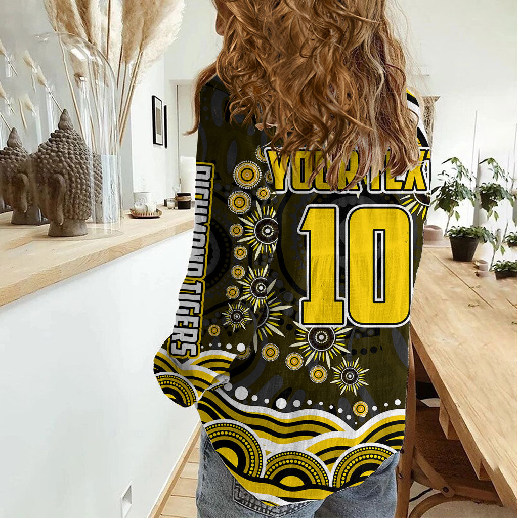 Personalized Richmond Tigers Women Casual Shirt Aboriginal Dot Art - Dreamtime Football Mascot