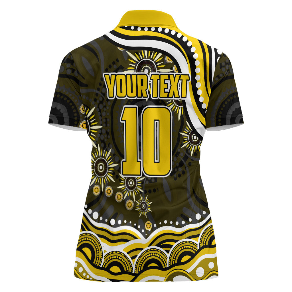 Personalized Richmond Tigers Women Polo Shirt Aboriginal Dot Art - Dreamtime Football Mascot
