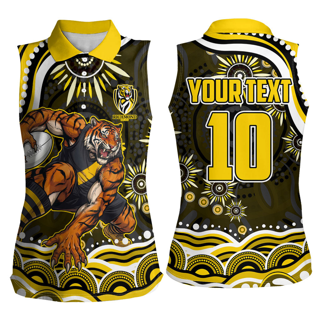 Personalized Richmond Tigers Women Sleeveless Polo Shirt Aboriginal Dot Art - Dreamtime Football Mascot