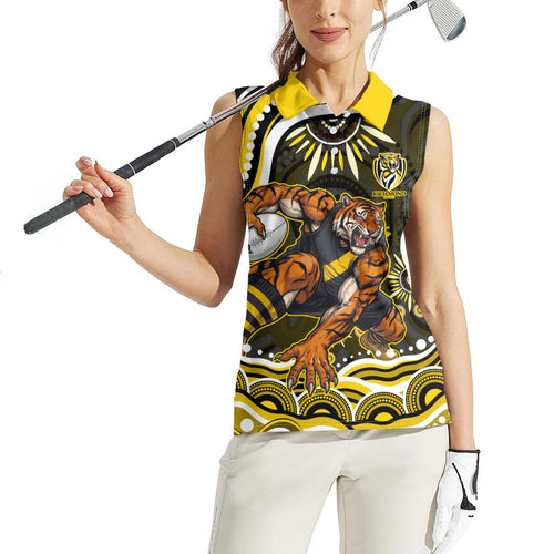 Personalized Richmond Tigers Women Sleeveless Polo Shirt Aboriginal Dot Art - Dreamtime Football Mascot