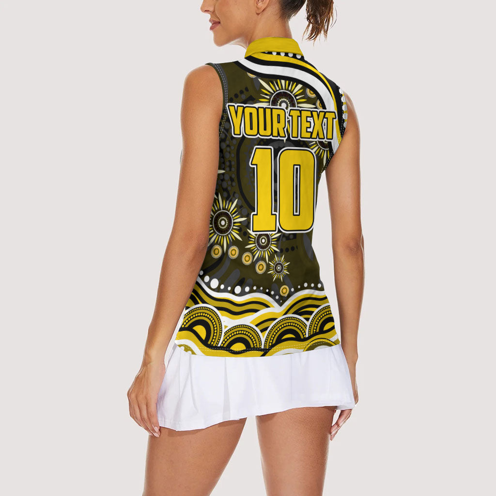 Personalized Richmond Tigers Women Sleeveless Polo Shirt Aboriginal Dot Art - Dreamtime Football Mascot