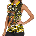 Personalized Richmond Tigers Women Sleeveless Polo Shirt Aboriginal Dot Art - Dreamtime Football Mascot