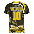 Personalized Richmond Tigers Women V-Neck T-Shirt Aboriginal Dot Art - Dreamtime Football Mascot