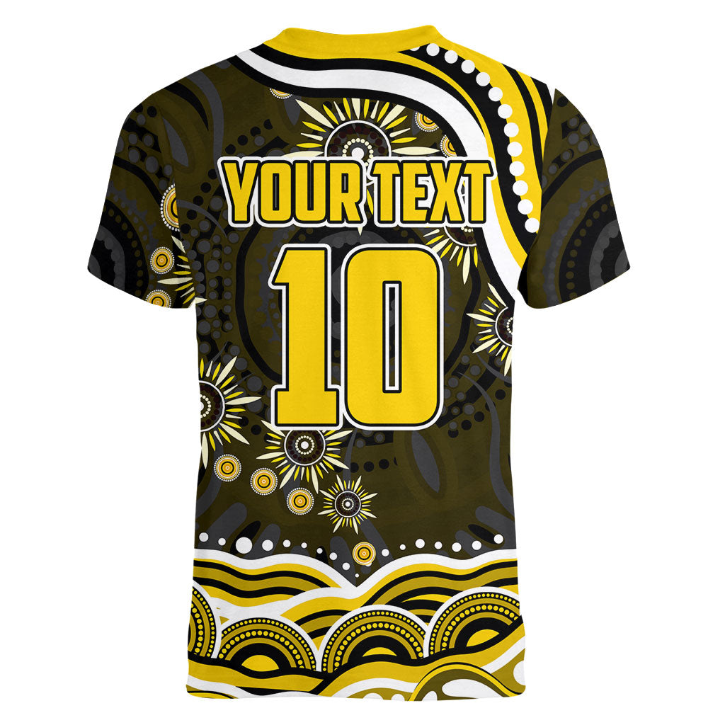Personalized Richmond Tigers Women V-Neck T-Shirt Aboriginal Dot Art - Dreamtime Football Mascot